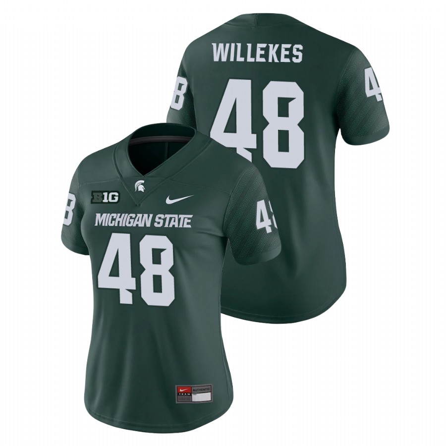  Women's Jersey Michigan State Spartans Green Kenny Willekes Game College Football Jersey