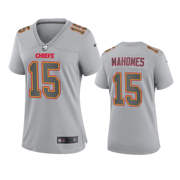  Women's Kansas City Chiefs #15 Patrick Mahomes Gray Atmosphere Fashion Game Jersey 