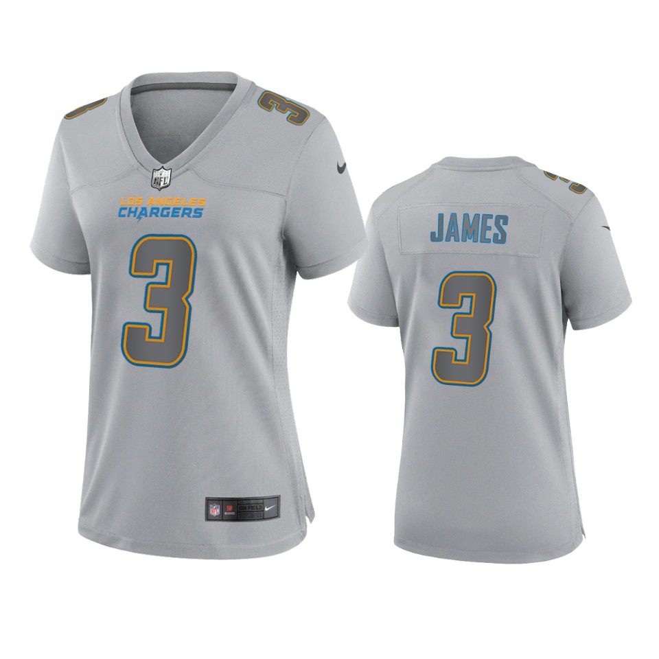  Women's Los Angeles Chargers #3 Derwin James Gray Atmosphere Fashion Game Jersey 
