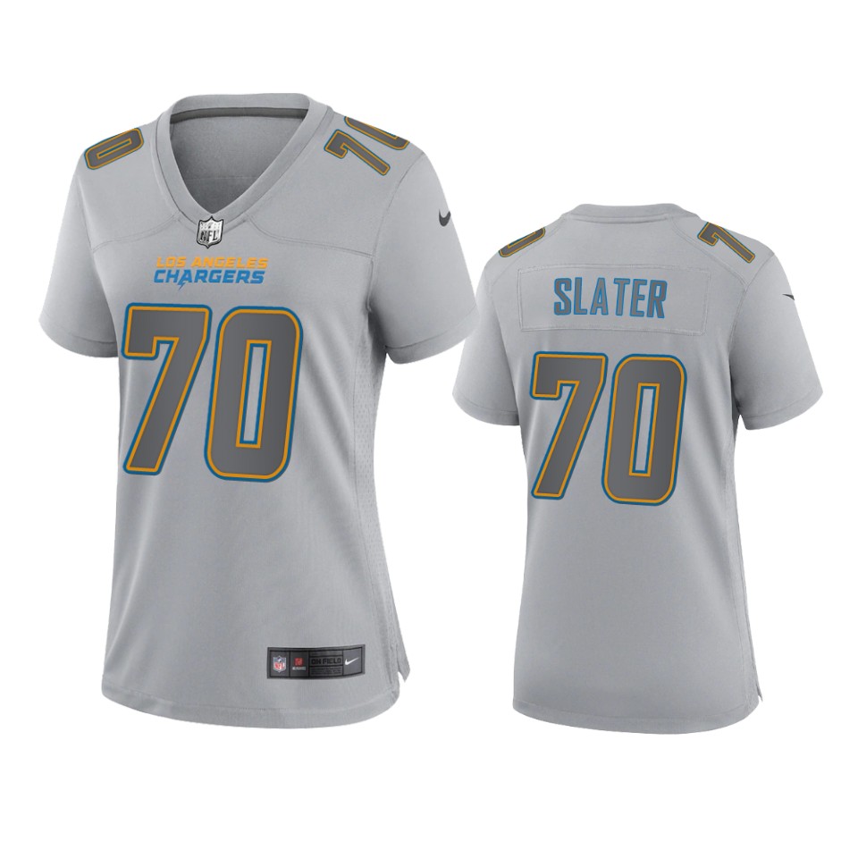  Women's Los Angeles Chargers #70 Rashawn Slater Gray Atmosphere Fashion Game Jersey 