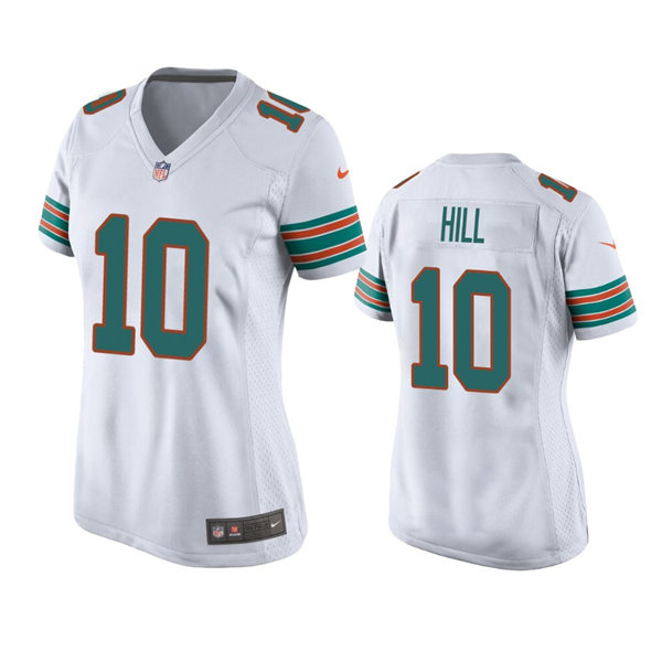 Women's Miami Dolphins #10 Tyreek Hill Nike White Retro Alternate Limited Jersey 