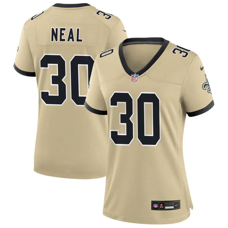  Women's New Orleans Saints #30 Devin Neal Nike Gold Gameday Golds Alternate Limited Jersey 