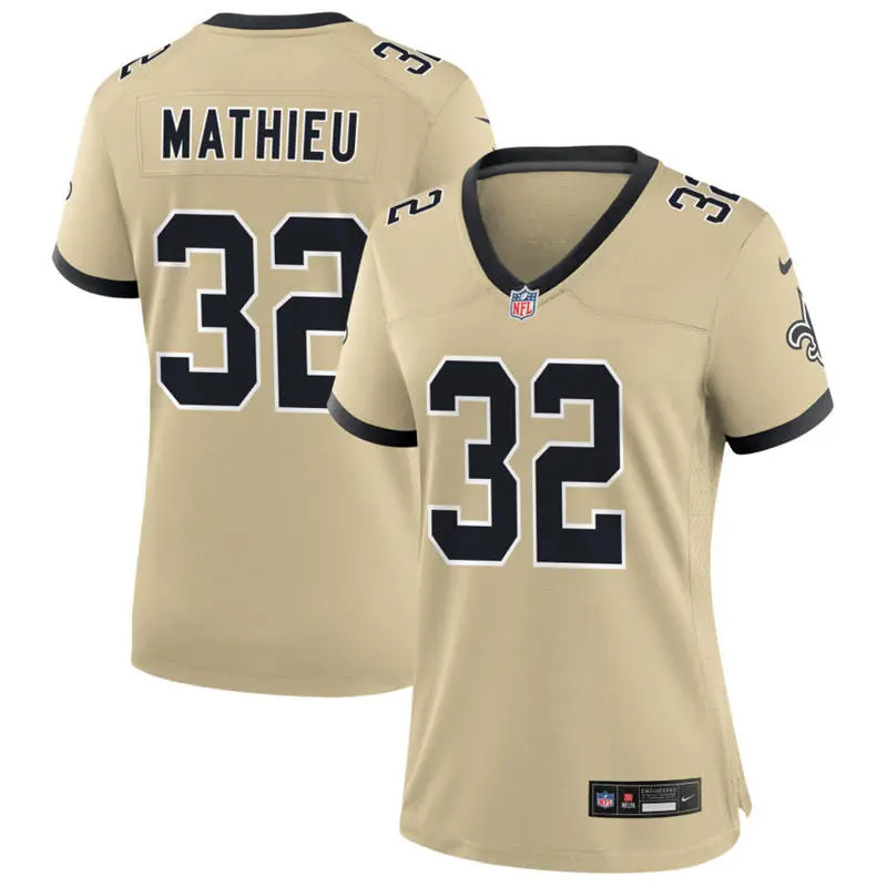  Women's New Orleans Saints #32 Tyrann Mathieu Nike Gold Gameday Golds Alternate Limited Jersey 