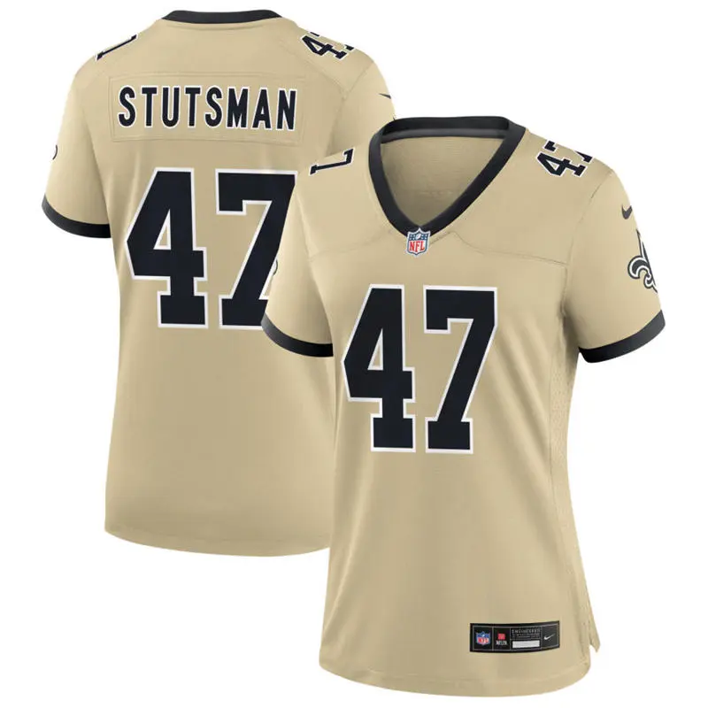  Women's New Orleans Saints #47 Danny Stutsman Nike Gold Gameday Golds Alternate Limited Jersey 
