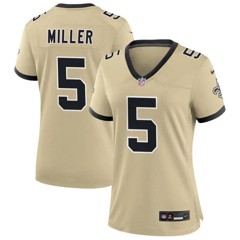  Women's New Orleans Saints #5 Kendre Miller Nike Gold Gameday Golds Alternate Limited Jersey 
