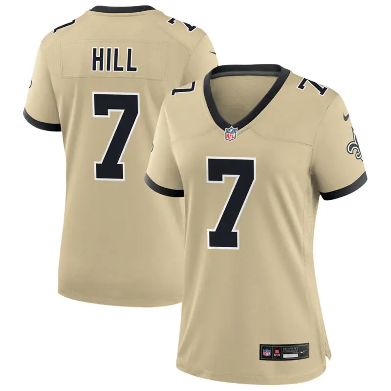  Women's New Orleans Saints #7 Taysom Hill Nike Gold Gameday Golds Alternate Limited Jersey 