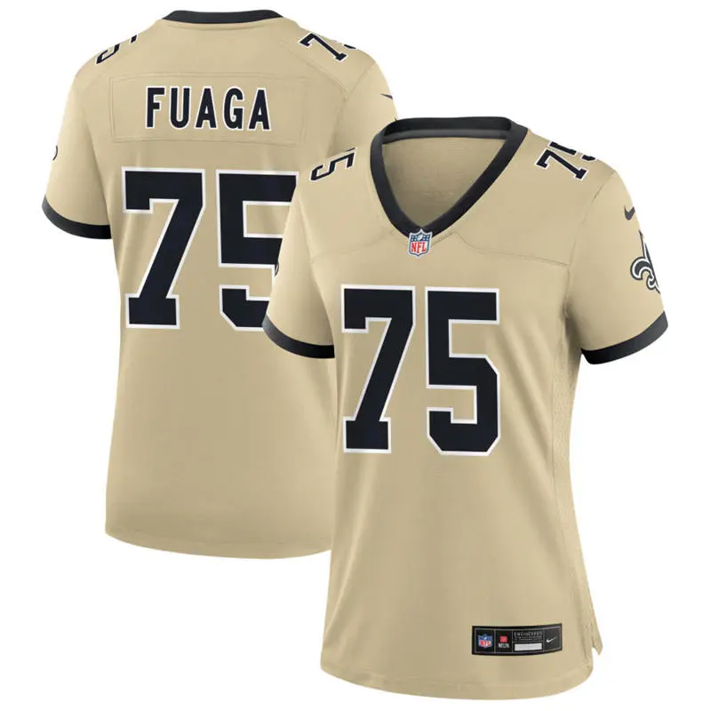  Women's New Orleans Saints #75 Taliese Fuaga Nike Gold Gameday Golds Alternate Limited Jersey 