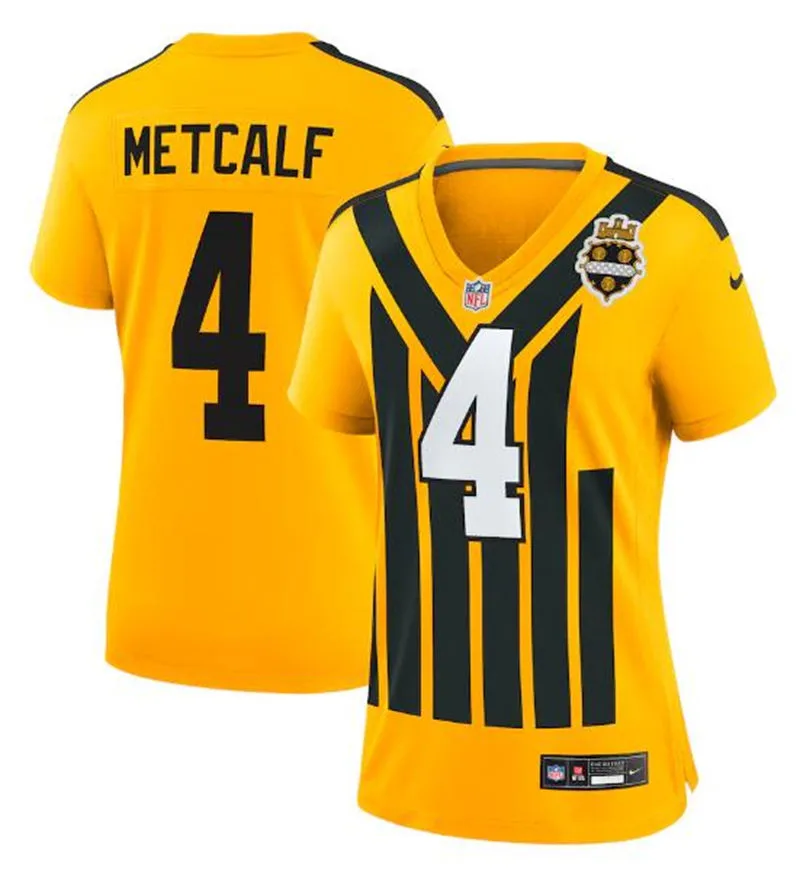  Women's Pittsburgh Steelers #4 DK Metcalf Nike Gold Alternate 1933 Throwback Game Jersey 