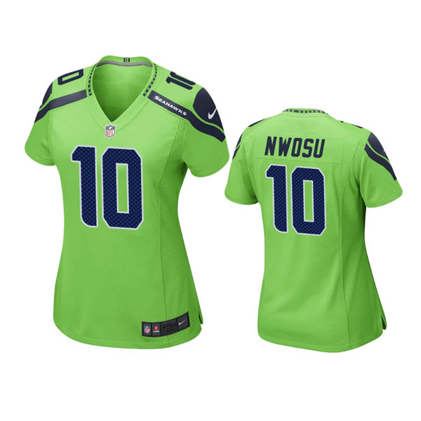  Women's Seattle Seahawks #10 Uchenna Nwosu Nike Neon Green Color Rush Limited Jersey 