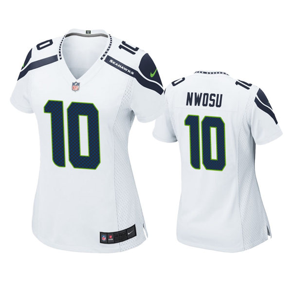  Women's Seattle Seahawks #10 Uchenna Nwosu Nike White Vapor Limited Jersey 