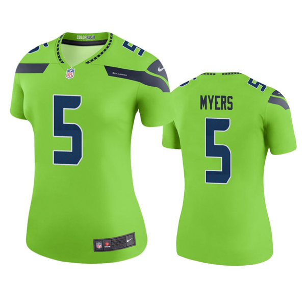  Women's Seattle Seahawks #5 Jason Myers Nike Neon Green Color Rush Limited Jersey 