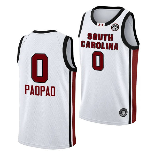  Women's South Carolina Gamecocks #0 Te-Hina Paopao 2023-24 Home White Women's Basketball Jersey 