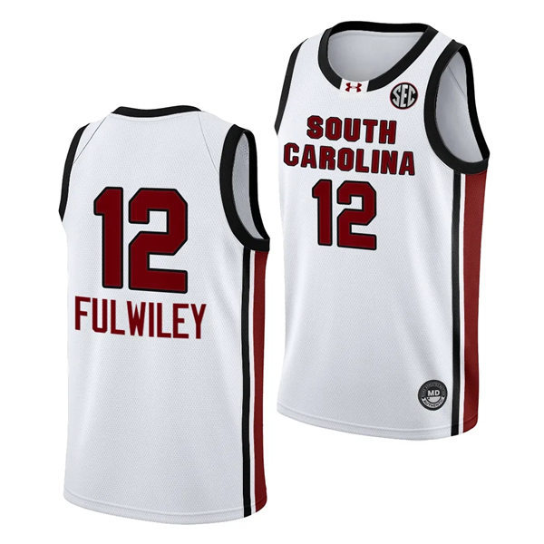  Women's South Carolina Gamecocks #12 MiLaysia Fulwiley 2023-24 Home White Women's Basketball Jersey 