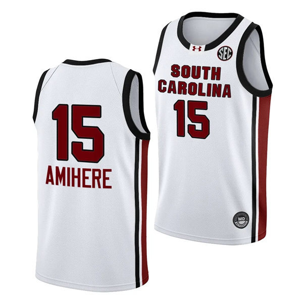  Women's South Carolina Gamecocks #15 Laeticia Amihere 2023-24 Home White Women's Basketball Jersey 