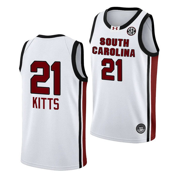  Women's South Carolina Gamecocks #21 Chloe Kitts 2023-24 Home White Women's Basketball Jersey 