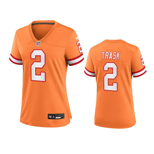  Women's Tampa Bay Buccaneers #2 Kyle Trask Orange Throwback Game Jersey 