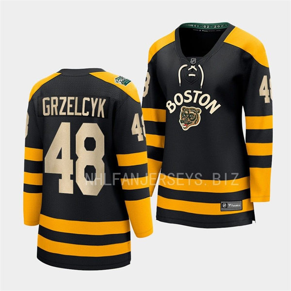  Womens Boston Bruins #48 Matt Grzelcyk Black 2023 Winter Classic Jersey  