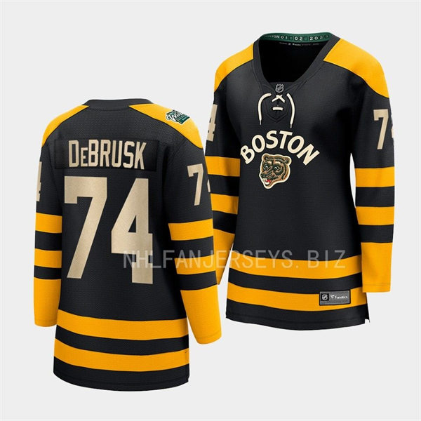  Womens Boston Bruins #74 Jake DeBrusk Black 2023 Winter Classic Jersey  