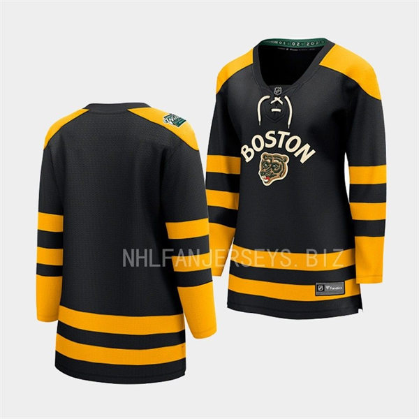  Womens Boston Bruins Blank Black 2023 Winter Classic Team Jersey  
