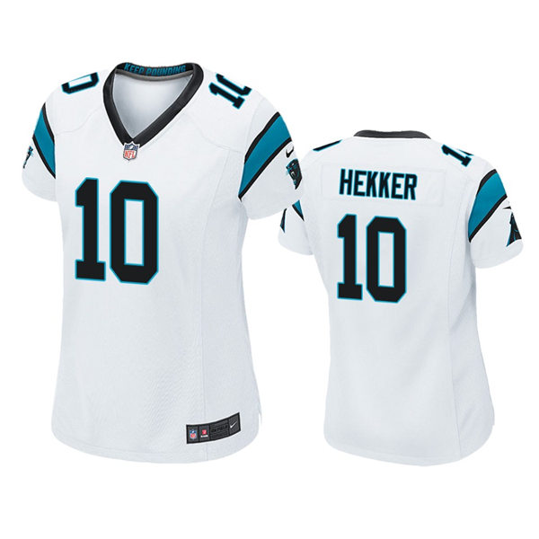  Womens Carolina Panthers #10 Johnny Hekker Nike White Limited Jersey 
