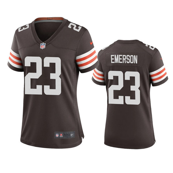  Womens Cleveland Browns #23 Martin Emerson Jr  Brown Home Limited Jersey 