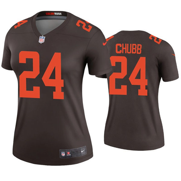  Womens Cleveland Browns #24 Nick Chubb Nike Brown Alternate Limited Jersey 