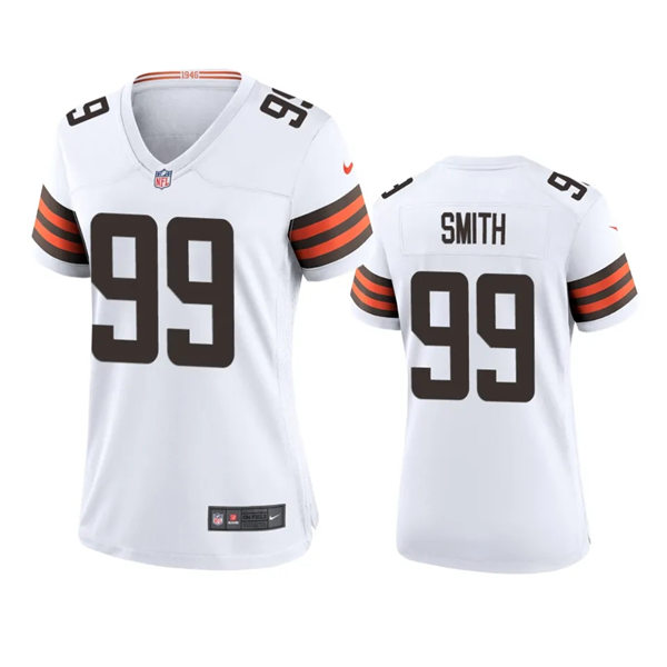  Womens Cleveland Browns #99 Za'Darius Smith White Away Limited Jersey 