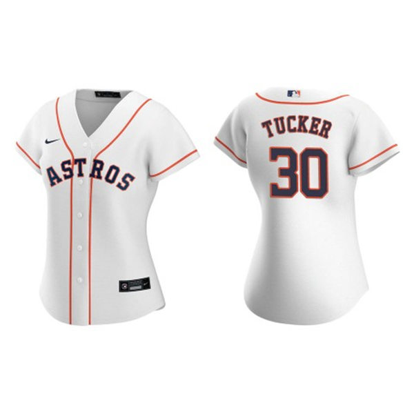  Womens Houston Astros #30 Kyle Tucker Nike White Home CoolBase Jersey 