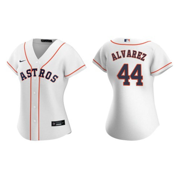  Womens Houston Astros #44 Yordan Alvarez Nike White Home CoolBase Jersey 