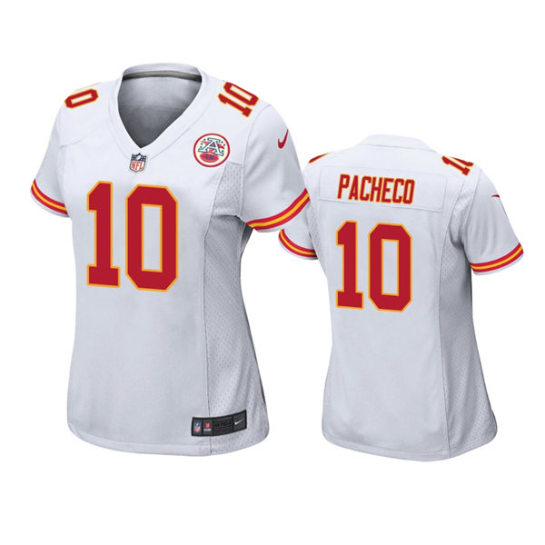  Womens Kansas City Chiefs #10 Isiah Pacheco Nike White Limited Jersey 