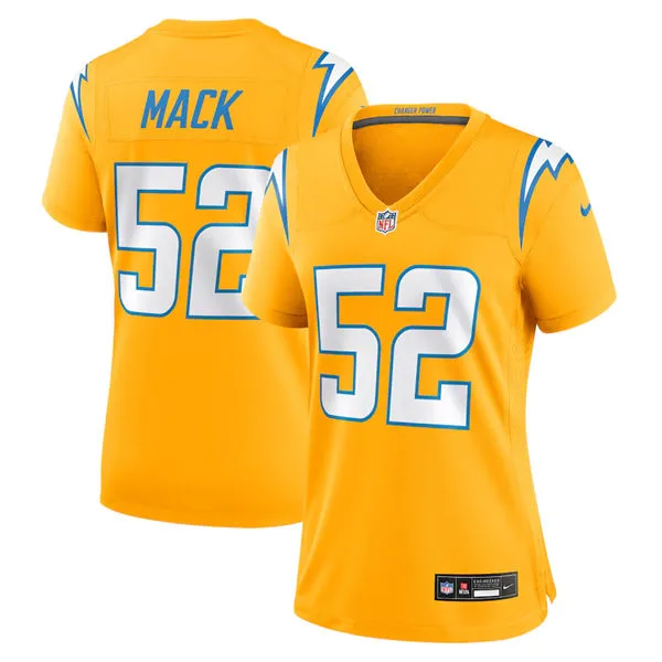  Womens Los Angeles Chargers #52 Khalil Mack Nike Gold Alternate Charger Power Vapor F.U.S.E. Limited Jersey 