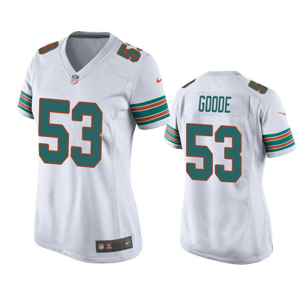  Womens Miami Dolphins #53 Cameron Goode Nike White Retro Alternate Limited Jersey 
