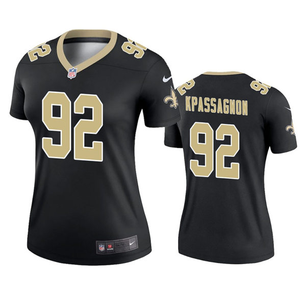  Womens New Orleans Saints #92 Tanoh Kpassagnon Nike Black Limited Jersey 