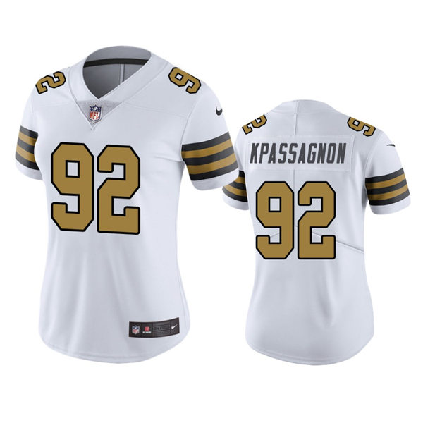  Womens New Orleans Saints #92 Tanoh Kpassagnon Nike White Color Rush Legend Jersey 