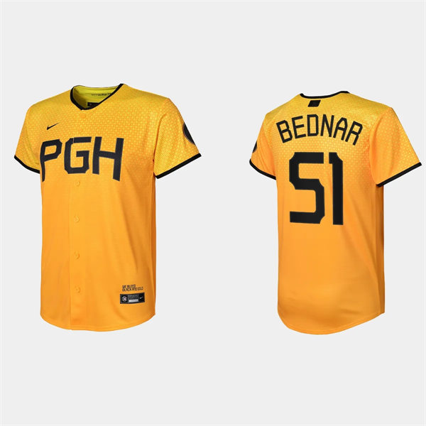  Yout Pittsburgh Pirates #51 David Bednar Nike Gold 2023 City Connect Jersey 