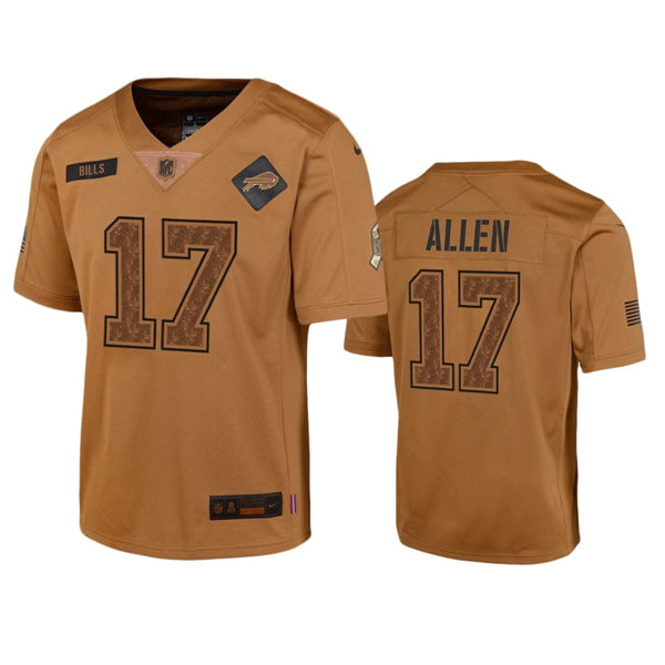  Youth Buffalo Bills #17 Josh Allen Brown 2023 Salute To Service Limited Jersey 