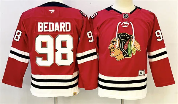  Youth Chicago Blackhawks #98 Connor Bedard Fanatics Red 100th Anniversary Jersey 