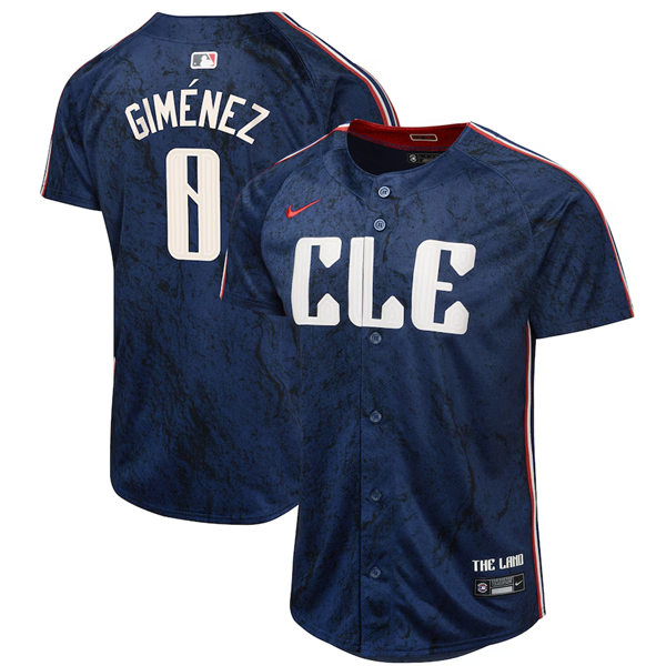  Youth Cleveland Guardians #0 Andres Gimenez Navy Nike 2024 City Connect Limited Jersey 