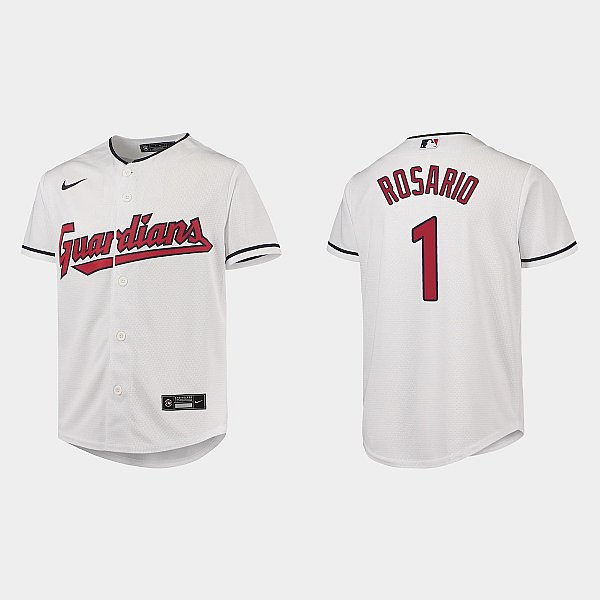  Youth Cleveland Guardians #1 Amed Rosario Nike White Home Jersey 