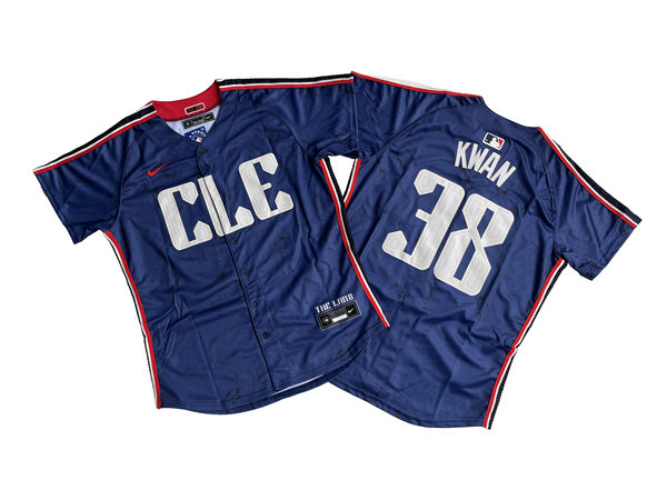  Youth Cleveland Guardians 38# Steven Kwan Nike Navy City Connect Limited Jersey 