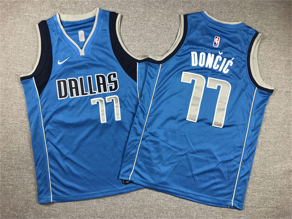  Youth Dallas Mavericks #77 Luka Doncic Blue Icon Edition Swingman Jersey 