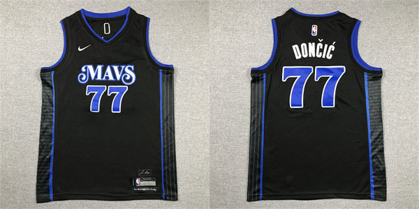  Youth Dallas Mavericks #77 Luka Doncic Nike Black 2023-24 City Edition Swingman Jersey 
