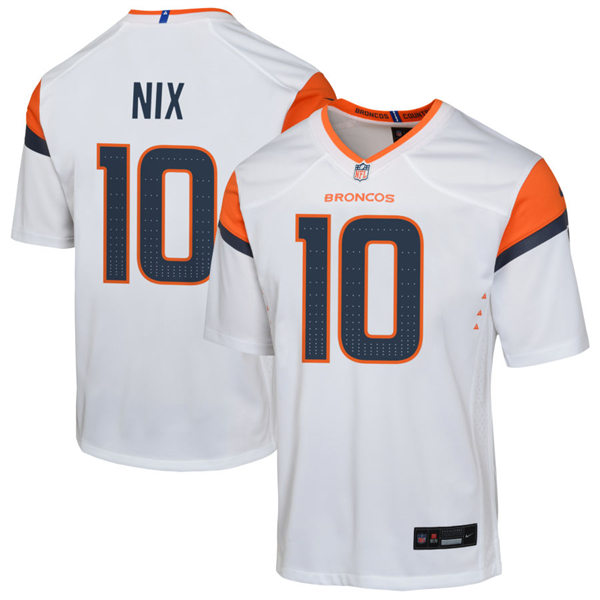  Youth Denver Broncos #10 Bo Nix Nike White Limited Jersey 