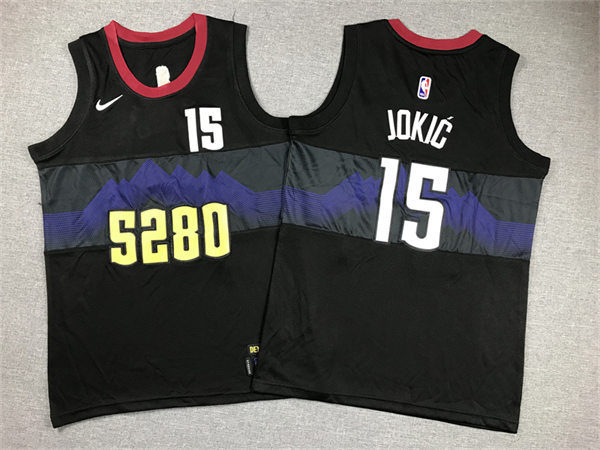  Youth Denver Nuggets #15 Nikola Jokic 2023-24 Black City Edition Jersey 