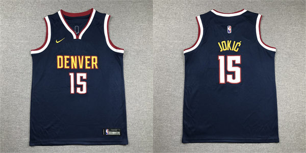  Youth Denver Nuggets #15 Nikola Jokic Navy Icon Edition Jersey 