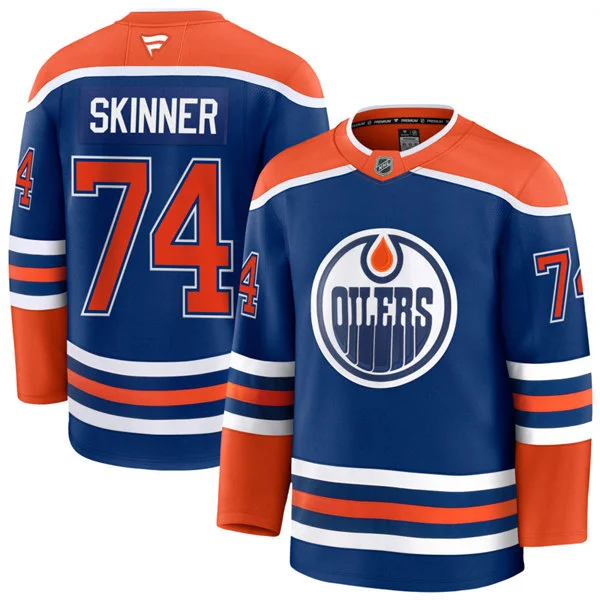  Youth Edmonton Oilers #74 Stuart Skinner Fanatics Home Royal Premium Jersey 