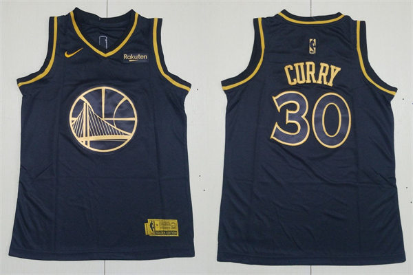  Youth Golden State Warriors #30 Stephen Curry Nike Black Gold Edition Jersey 