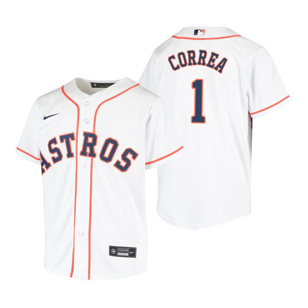  Youth Houston Astros #1 Carlos Correa Nike White Jersey 