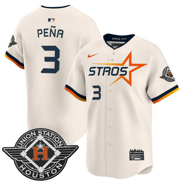  Youth Houston Astros #3 Jeremy Pena Cream 2025 City Connect Edition Jersey  
