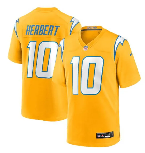  Youth Los Angeles Chargers #10 Justin Herbert Nike Gold Alternate Charger Power Vapor F.U.S.E. Limited Jersey 